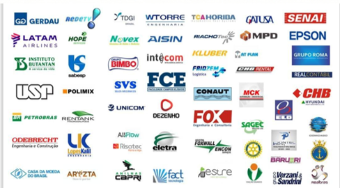 Logotipos das empresas atendidas pela Óptica Center